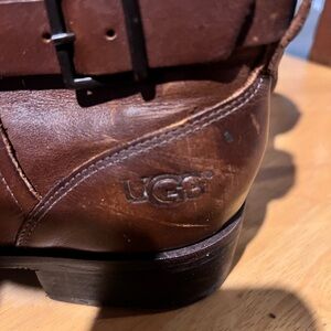 UGG Women Dark Brown Leather Booties